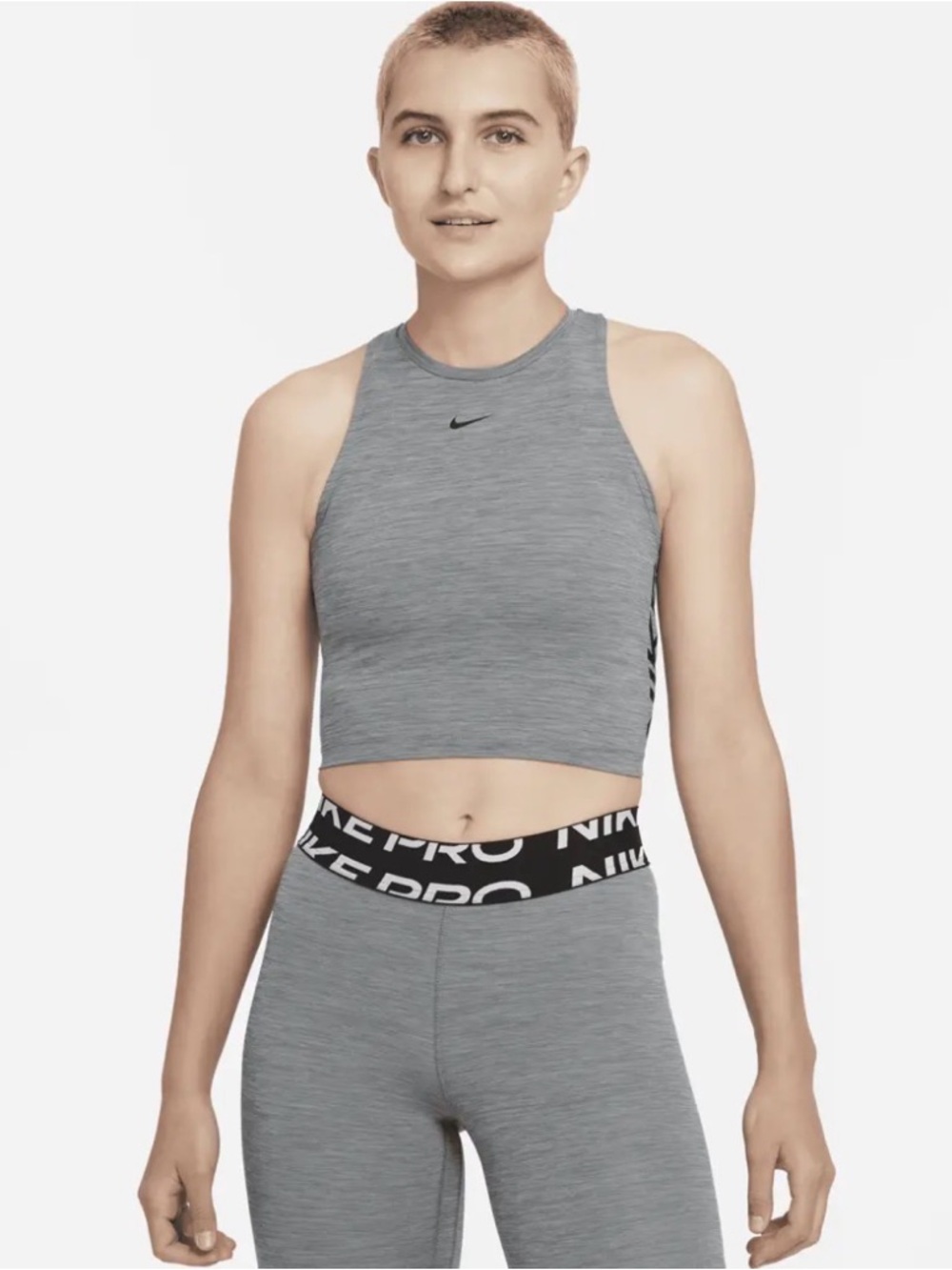 Nike Pro Dri Fit Cropped Tank Top In Gray Size: Small